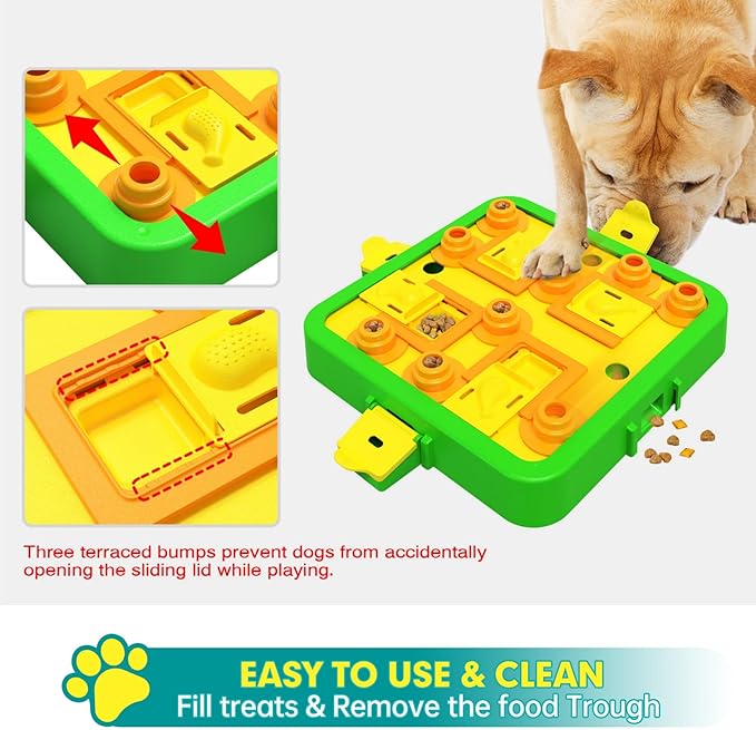 Dog Puzzle Toy Mental Stimulation - Level 3 in 1 Dogs Food Feeder Puzzle, Dog Treat Puzzle Feeder (Advanced-Green Board)-PawvioPets