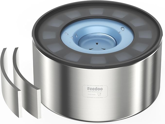 1Gallon No Spill Water Bowl for Dogs, Double-Wall Stainless Steel with Splash-Proof Paws Lid and Floating Disk, Non-Slip Base, Easy to Clean Slow Water Feeder for Large Medium Dogs-PawvioPets