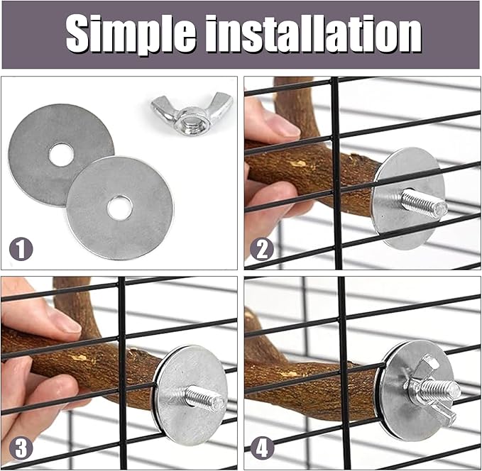 Allazone 10 PCS Natural Parrot Perch Bird Cage Accessories, Bird Platforms, Wood Stands, Grinding Fork Parakeet Platform for Small Lovebirds Budgies Cockatiels-PawvioPets