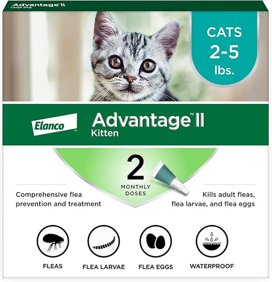 Advantage II Kitten Vet-Recommended Flea Treatment & Prevention | Cats 2-5 lbs. | 2-Month Supply-PawvioPets