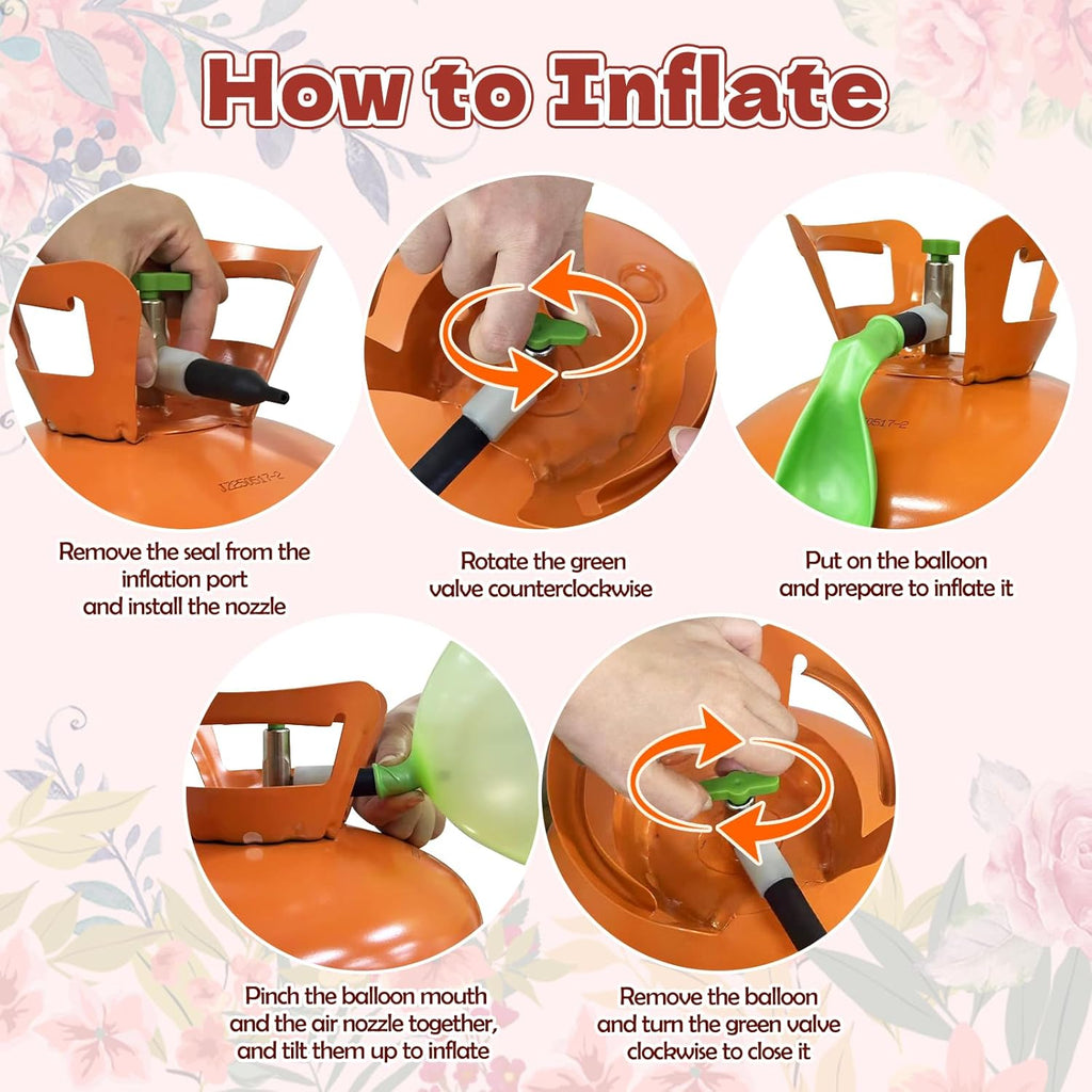 9Line 13L Helium Tank Up To 50 Latex Balloons,Helium Tank For Balloons At Home,50 12-Inch Rose&Gold Latex Balloons, 15 Foil Balloons, 1 5.9X3.6Ft Backdrop, 8 Accessory Tools