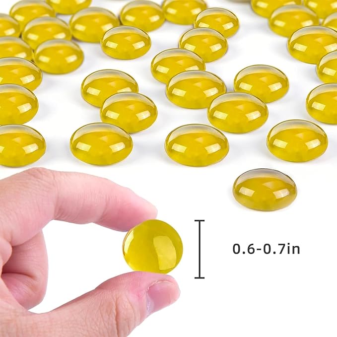 FUTUREPLUSX 1LB Yellow Glass Marbles, Flat Marbles Glass Beads Vase Fillers Decorative Rocks Gold Gemstones for Centerpieces Aquarium Table Scatter Home Decor-PawvioPets