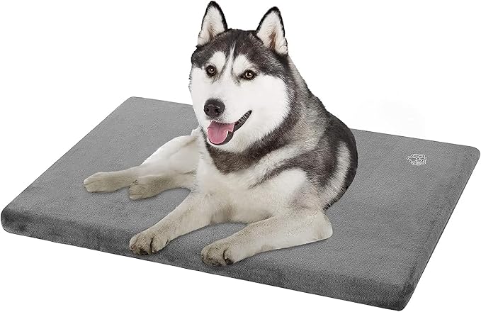 EMPSIGN Stylish Dog Bed Mat Dog Crate Pad Mattress Reversible (Cool & Warm), Water Proof Linings, Removable Machine Washable Cover, Firm Support Pet Crate Bed for Small to XX-Large Dogs, Grey-PawvioPets