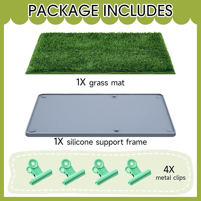 Dog Potty for Indoor or Porch with Foldable Silicone Stand Tray Large, 35 x 25 Inch Dog Grass Pad for Puppy Training, Reusable Artificial Grass Pee Pad, Indoor Outdoor Pet Toilet for Small Medium Dogs-PawvioPets