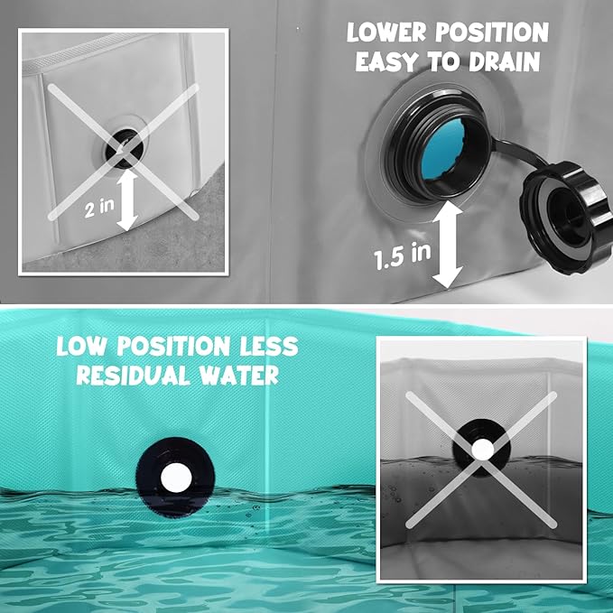 Furrybaby Foldable Dog Pool, Kiddie Pool Hard Plastic, Collapsible Pet Bath Portable Dog Swimming Pool for Pet, Dogs and Cats Grey 32''-PawvioPets