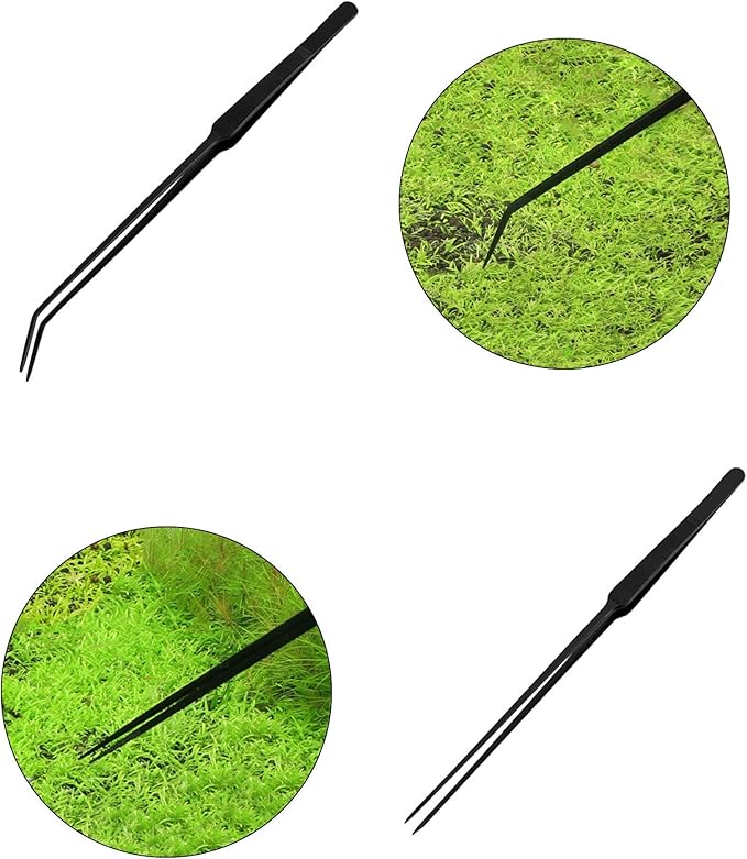 Aquascaping Tools 7 in 1 Kit Aquarium Plant Scissors Tools Set Curved & Waved Scissor Tweezers Spatula Stainless Steel Anti Rust Tools for Aquascape Black-PawvioPets