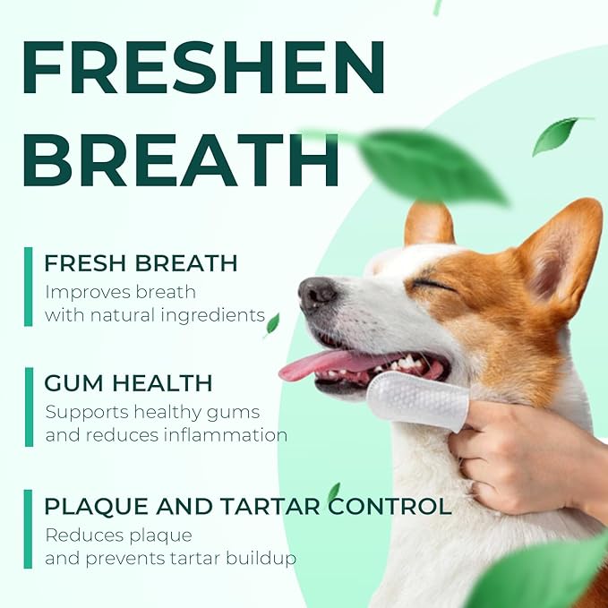 Dog Teeth Cleaning Wipes 50 Pack, Reduces Plaque and Freshens Breath, Dog Dental Wipes Dog Tooth Brushing Kit, No-Rinse Dog Toothbrush Finger Wipes Dental Care for Dogs Cats-PawvioPets