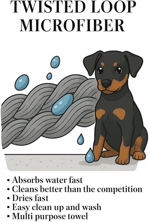 Devil Dog Premium Pet Drying Towel, Ultra-Soft, Highly Absorbent Microfiber Bath Towel for Dogs, Cats, and Other Animals - Gray, Small 16" x 24" 1200GSM 80% 20% Blend-PawvioPets