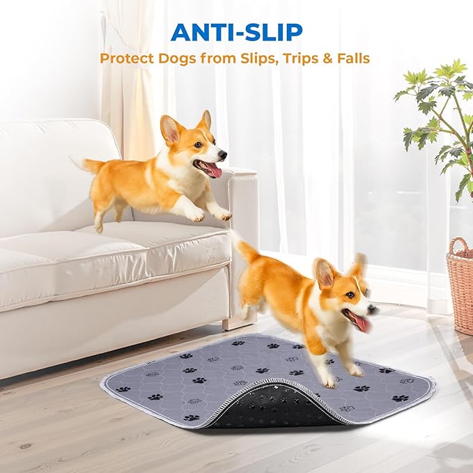 Fostanfly Reusable Puppy Pads, 2 Pack 18"x 24" Washable Pee Pads for Dogs, Absorbent and Leakproof Wee Wee Mat, Waterproof Non Slip Training Mats for Potty, Crate, Playpen, Bed, Sofa-PawvioPets
