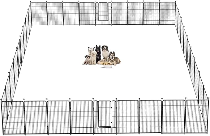 Dog Playpen 40 inch 36 Panels Indoor Outdoor Dog Pen for Large/Medium/Small Dogs Heavy Duty Metal Dog Fence Outdoor for Yard, Puppy Playpen with Door Portable Pet Fence for RV Camping Yard-PawvioPets