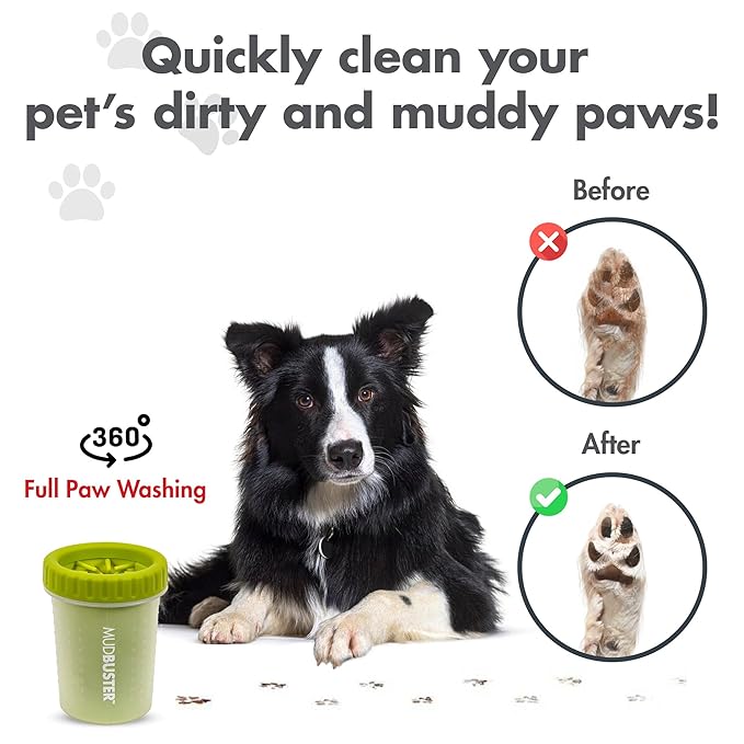 Dexas Green Small Dog Paw Cleaner for Dogs - Premium Quality Pet Supplies and Dog Accessories - Cleans Mud and Dirt - Easy to Use and Clean - Patented Product - BPA Free-PawvioPets
