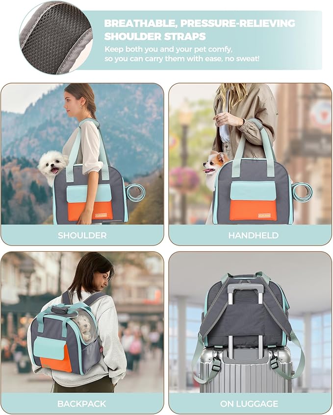 Expandable Pet Carrier Backpack, Cat Carrier Backpacks with Breathable Mesh for Cats Small Dogs Puppies Up to 25 Lbs Airline Approved Waterproof Travel Carrier with Safety Buckle for Hiking & Flights-PawvioPets