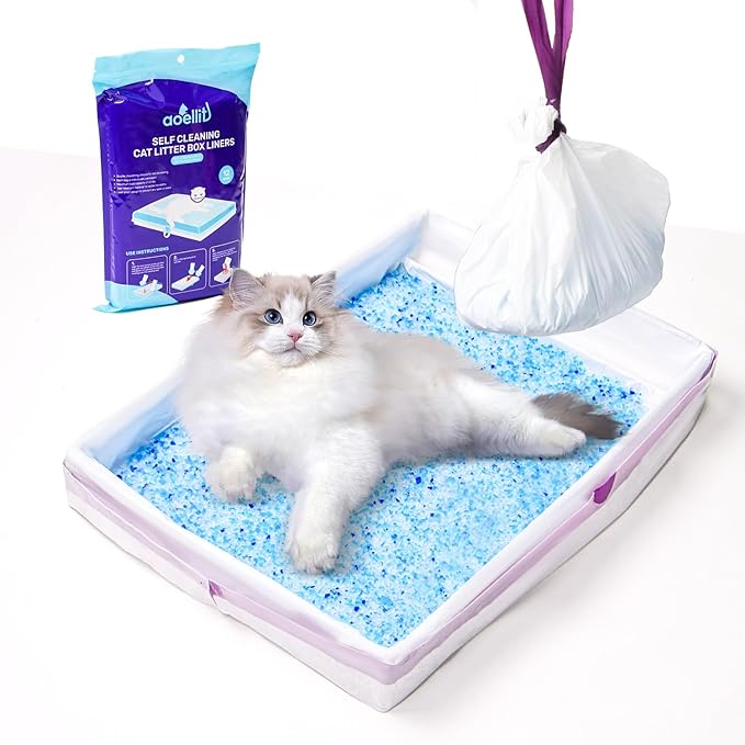 12 Count Litter Box Liners, Waste Bags Compatible with Pet-safe ScoopFree Self-Cleaning Litter Box Tray, Drawstring Litter Bags for Reusable Tray, Pre-Separated (38"L x 14.5"W x 7.8"H)-PawvioPets