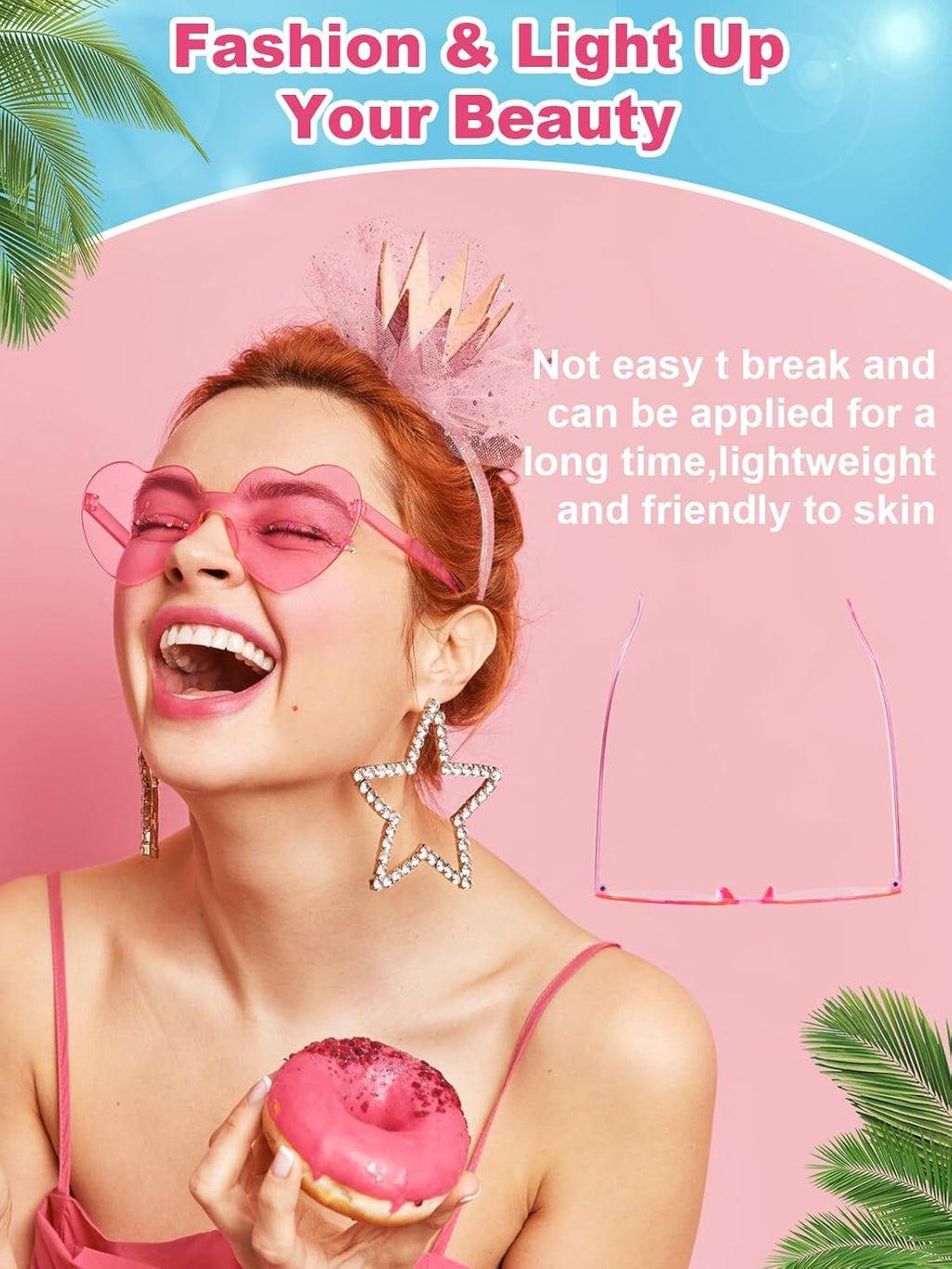 12 Pairs Heart Shaped Sunglasses for Women Colorful Glasses Fun Trendy Transparent Heart Sunglasses Party Favor (Multiple Pink)