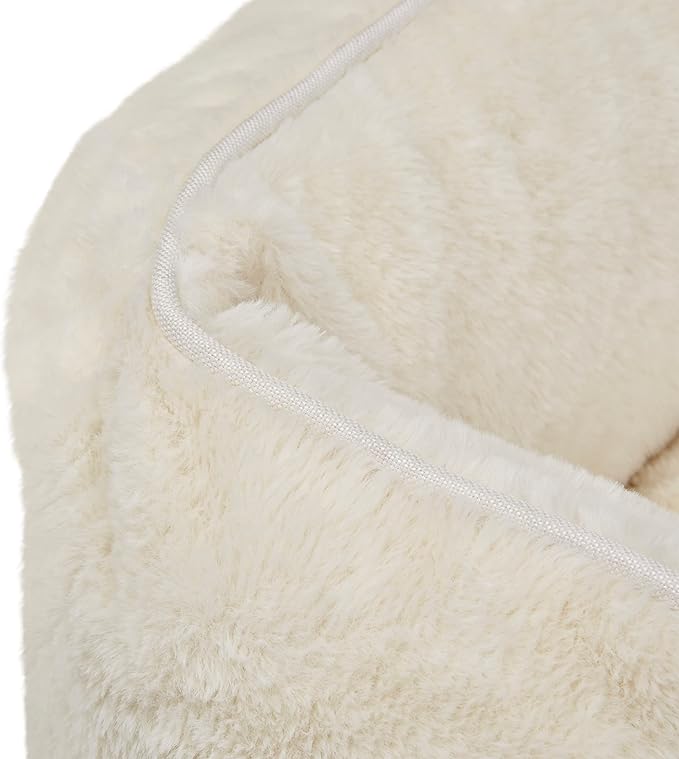 FUZI Luxury Aesthetic Dog Bed for Medium Dogs with Washable Cover, Pet Couch, Pet Bed with Sides, Non-Slip Bottom, Soft and Durable Calming Dog Bed, Faux Rabbit Fur, Medium 31.75x23.6x9.5 Soft White-PawvioPets