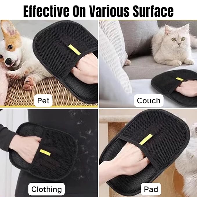 2PCS Pet Hair Removal Glove, 2025 Pet Hair Remover Electrostatic Gloves Washable Reusable Grooming Tool for Cats & Dogs Furniture Bed Sheets Couch Clothes Carpet Car Seat-PawvioPets
