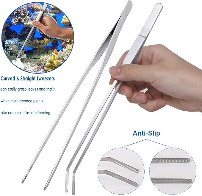 7 in 1 Aquarium Aquascaping Tools Kits,Stainless Steel Aquarium Plant Tools Tweezers Scissors Scrapers for Aquarium Tank Clean Fish Tank Aquascape Tools Sets-PawvioPets