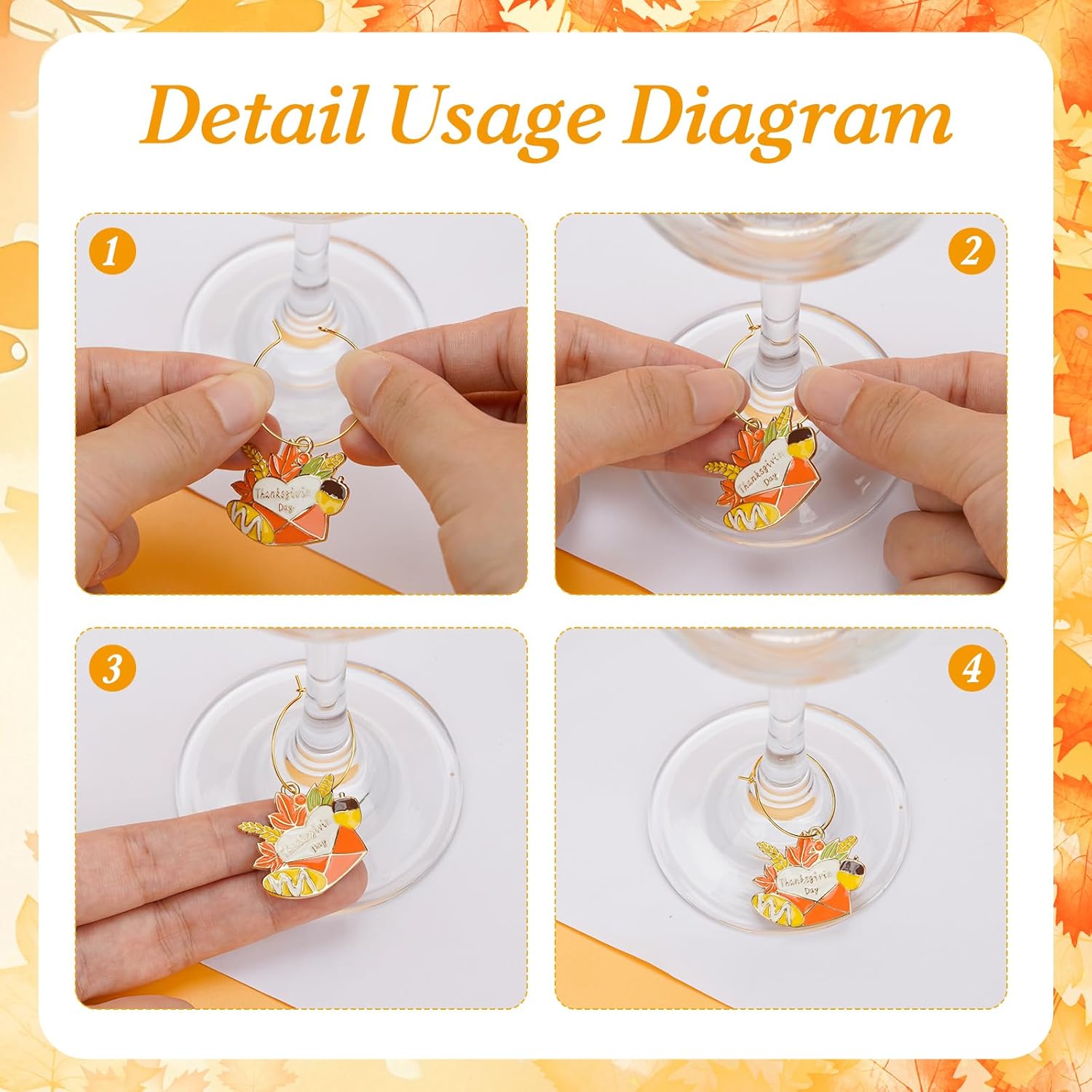 30PCS Wine Glass Charms Identification Markers for Stem Glasses, Wine Tasting Party Favors Holiday Decorations