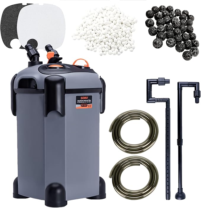 Aquarium Canister Filter with 3 Media Trays Spray Bar External Canister Filter for Large Fish Tank and Aquariums, 1500F - 397GPH-PawvioPets