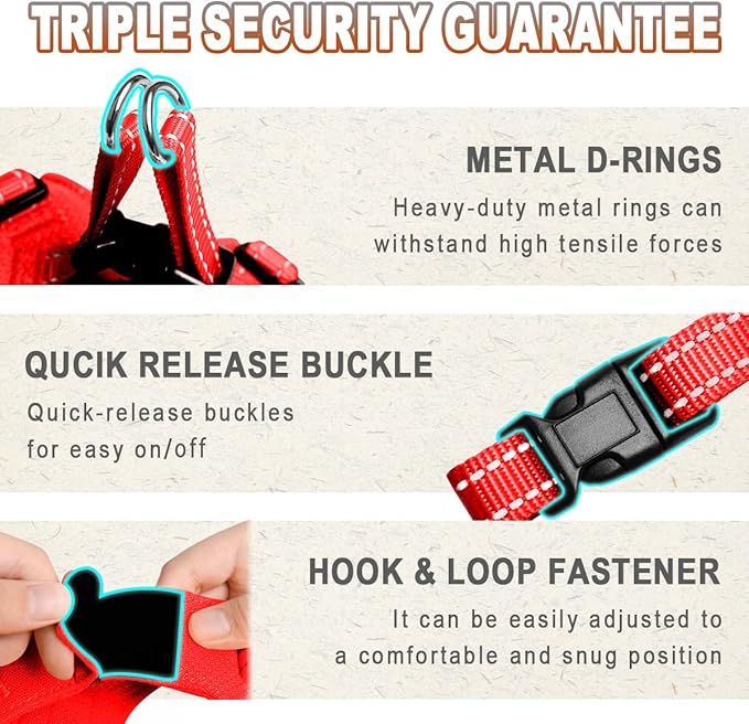 Dog Harness Step in Dog Vest Harness, Reflective Adjustable Puppy No Pull Harness Breathable Soft for Small and Medium Dogs Cats, Red, XXS-PawvioPets
