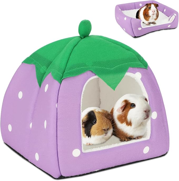 BWOGUE Guinea Pig House Bed Cozy Hamster Cave Large Hideout for Dwarf Rabbits Hedgehog Bearded Dragon Winter Nest Hamster Cage Accessories-PawvioPets