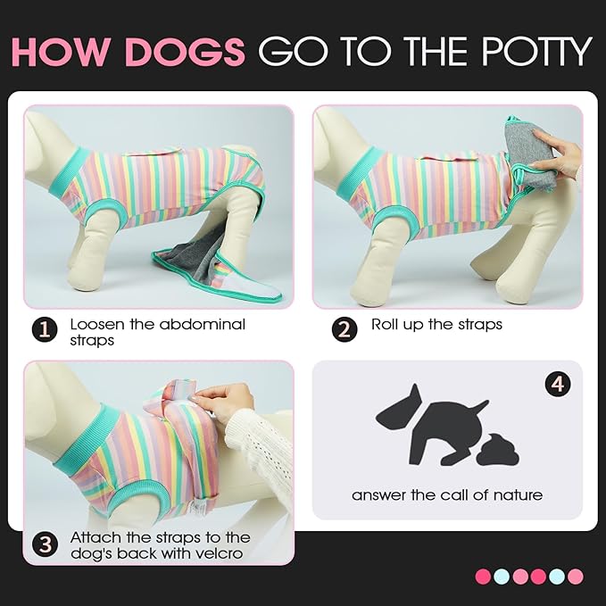 FUAMEY Recovery Suit for Dogs After Surgery,Soft Breathable Dog Bodysuit E-Collar & Cone Alternative Surgical Suit,Male Female Dog Neuter Spay Suits Anti Licking Wounds Onesie Mint Green Stripes XL-PawvioPets