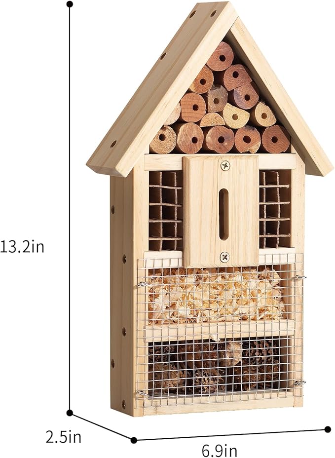 2 PK Large Cedar Wood Insect House Kit for DIY Project Backyard Insect House, Bee House, Nesting Habitat Shelters, Garden Shelter for Bees, Butterflies, Bugs-PawvioPets