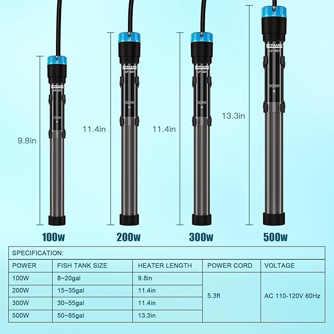 Aquarium Heater, 200W Submersible Fish Tank Heater with Precision Adjust Knob Thermostat and Suction Cup Suitable for Saltwater and Freshwater-PawvioPets