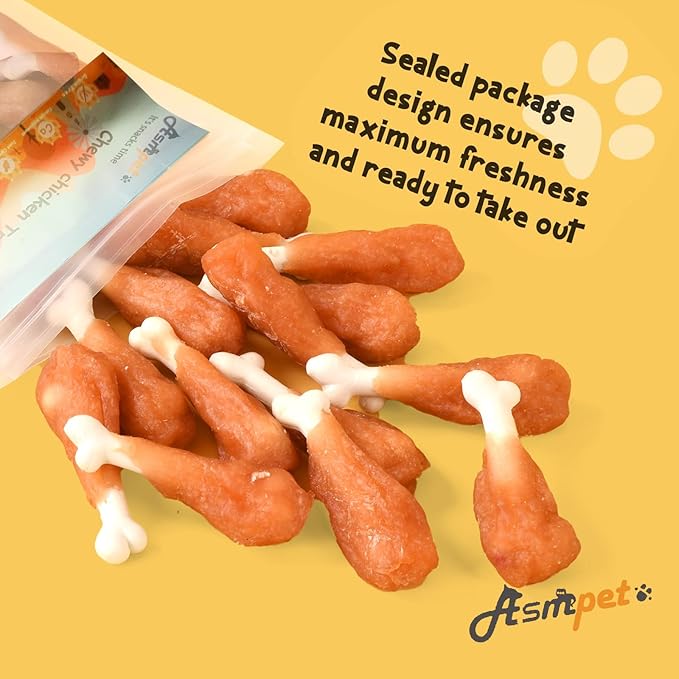 ASMPET Dog Treats Chews Rawhide Free Real Chicken Calcium Bone Snacks, Teeth Clean Breath Fresh Dog Training Treats-PawvioPets