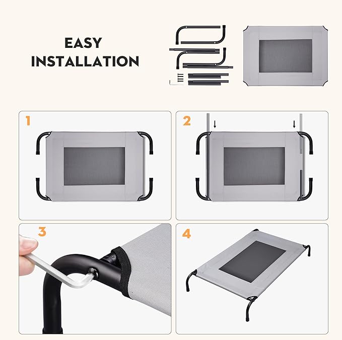 Elevated Dog Bed Raised Dog Bed Outdoor for Large Medium Size Dogs Place Bed Easy Clean Breathable, Comfortable,Rugged Durable Raised Pet Bed Up to 130 lbs,42in-PawvioPets