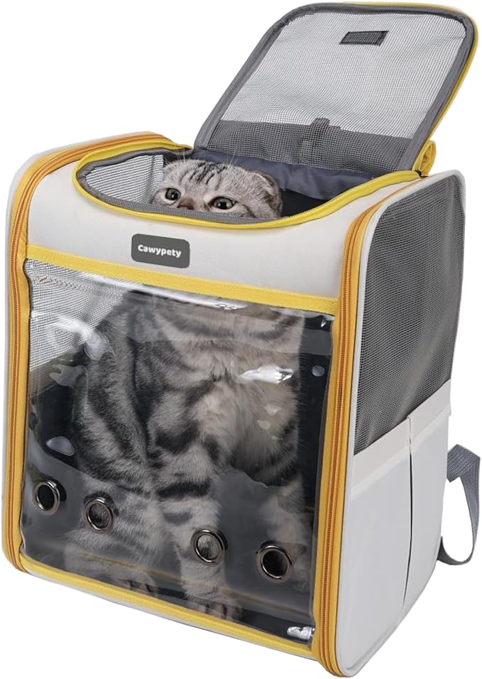 Cat Backpack Carrier, Collapsible and Breathability Cat Carrier Large for Cat Under 16 lbs, Dog and Small Pet Carrier Bag Used in Travel, Car-PawvioPets