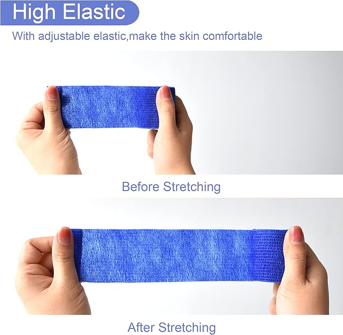 9 Pack 2" x 5 Yards Self Adhesive Bandage Wrap Self Stick Wrap for Ankle, Wrist, Finger, Sports, Breathable Cohesive Vet Tape for Pets (D Dark Blue)-PawvioPets