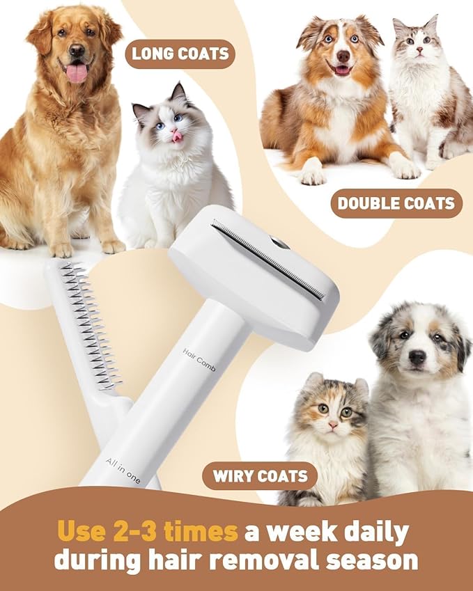 3-in-1 Dog Brush for Shedding, Multifunctional Deshedding Dog Brush for Short Haired Dogs and Cats, Pet Combs for Grooming Matting, Effectively Deshedding and Removes Dirt for Pets-PawvioPets