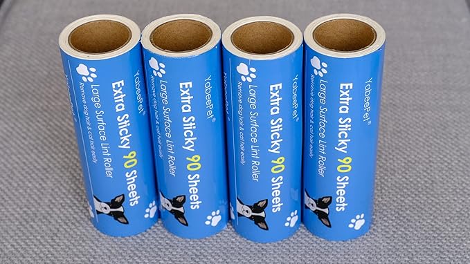 Extreme Sticky Large Surface Lint Roller, 6.3'' Giant Pet Hair Remover Roller for Pet Dog Cat Hair, Clothes&Furniture Cleaning, 90 Sheets (4 Refills)-PawvioPets