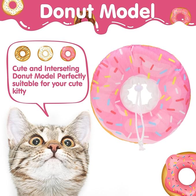 BINGPET Soft Donut Cat & Small Dog Recovery Collar, Adjustable Protective Pet Cone After Surgery-PawvioPets