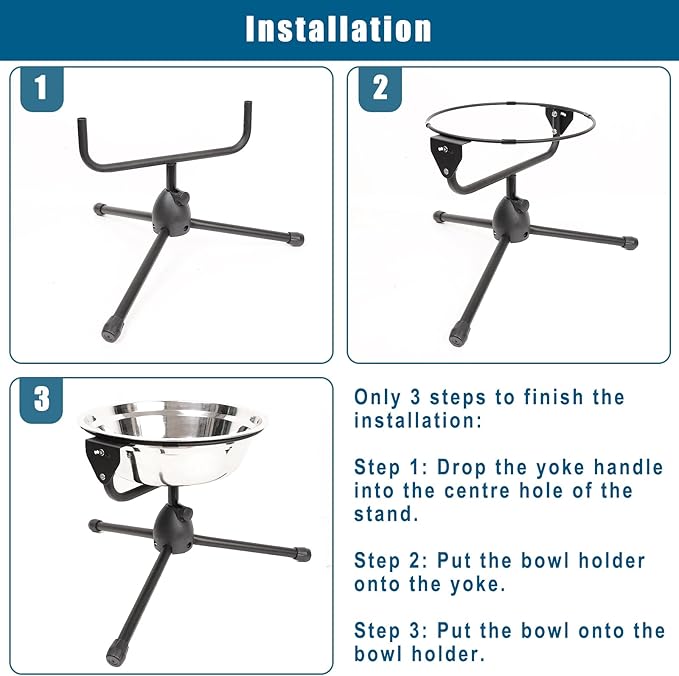 2 Pack Elevated Dog Bowls with Adjustable Metal Stand,Large Size for Dogs Between 60 and 100 lbs, 0.8 Gal 3 Liter,Stainless Steel Dog Food Water Bowl,Height Adjustable Non-Slip Raised Dog Bowl Set-PawvioPets