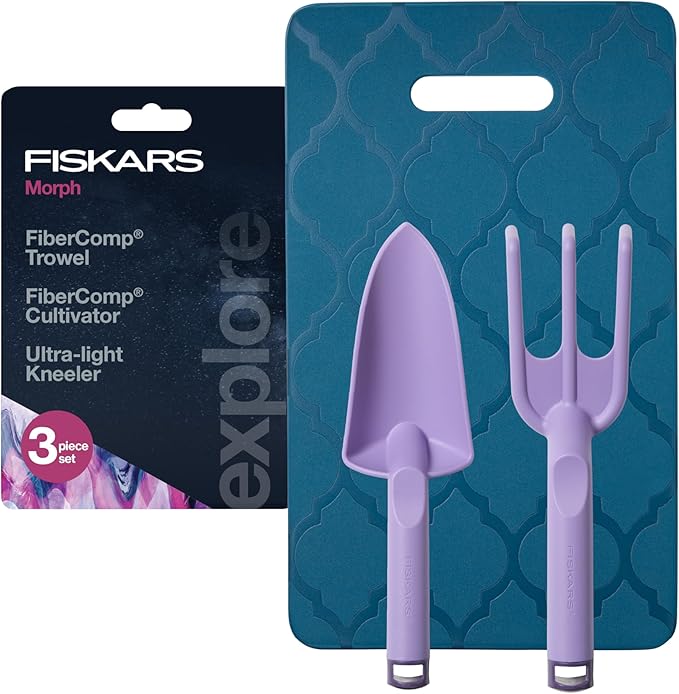 Fiskars Knee Pad, Trowel, and Cultivator Set, Explore Collection-PawvioPets