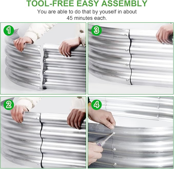 2Pack Raised Garden Bed 6×3×1FT,Galvanized Planter Box Oval Large Matel Steel Backyard Beds Outdoor for Vegetables,Flowers,Herbs,Plant-PawvioPets