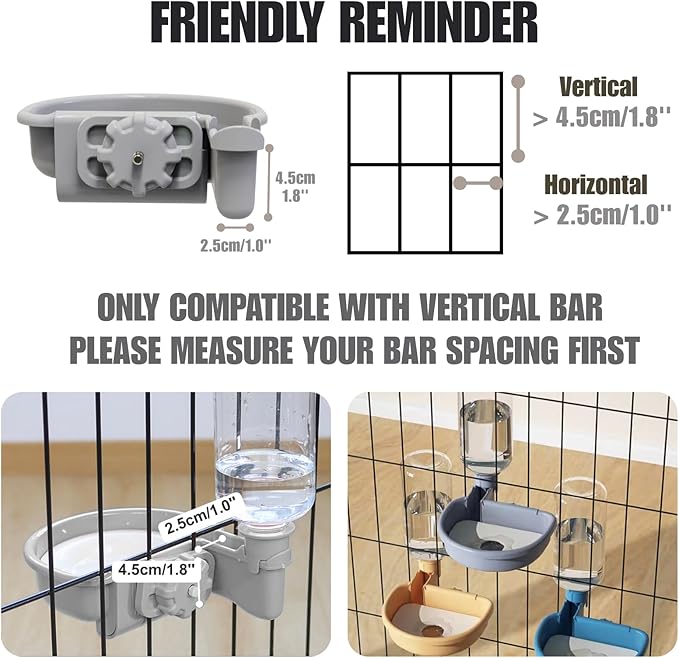 Automatic Pet Food Water Dispenser, Auto Gravity Pet Feeder Water Bottle Set for Crate, Feeding Station for Small Dog Cat Rabbit Guinea Pigs Chinchilla Ferret Hedgehog (Blue)-PawvioPets