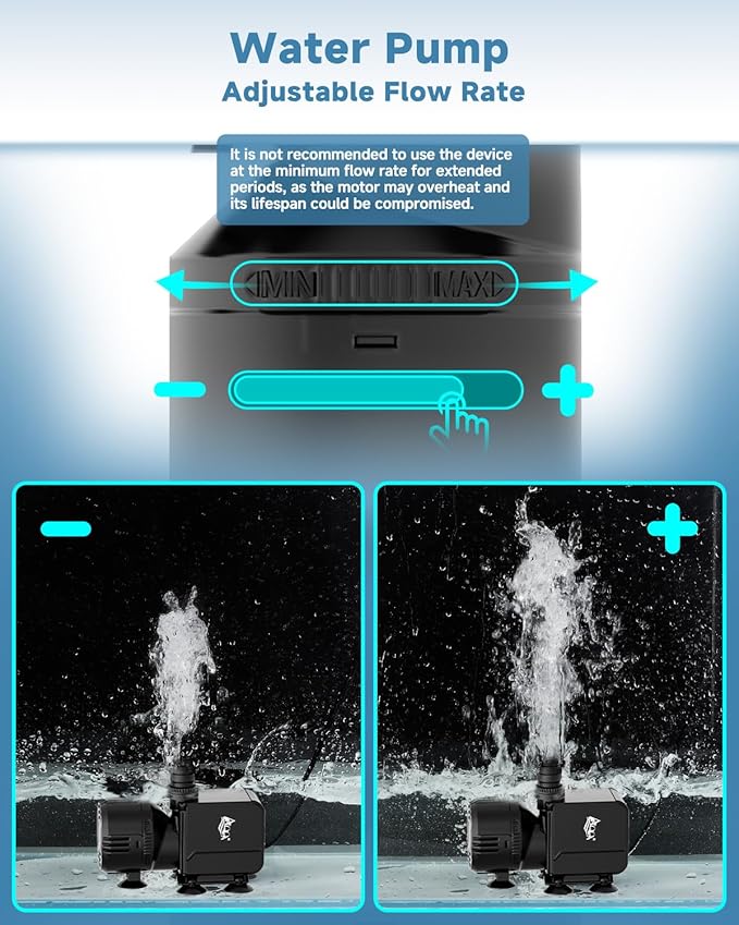 AQQA Dual-Use Aquarium Filter,Fish Tank Filter + Small Water Pump,Filtration,Wave-Making,Dissolved Oxygen,Water Circulation,Water Changes,Fountains Multifunctional Pump,Saltwater Freshwater (25W)-PawvioPets