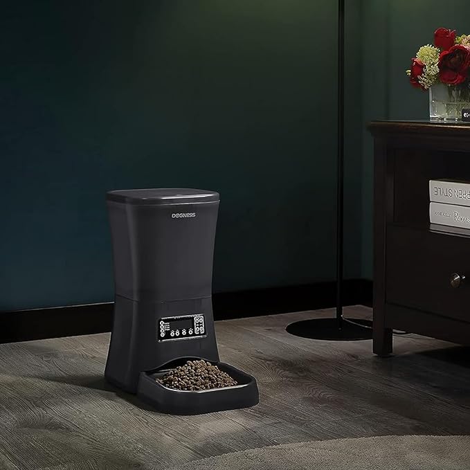DOGNESS 9L Dog Feeders for Large Dogs, Automatic Dog Feeder with Timer Extra Large, Programmable Auto Pet Food Dispenser Feeder, Portion Control, Voice Recording, Battery and Plug-in Power (Black)-PawvioPets
