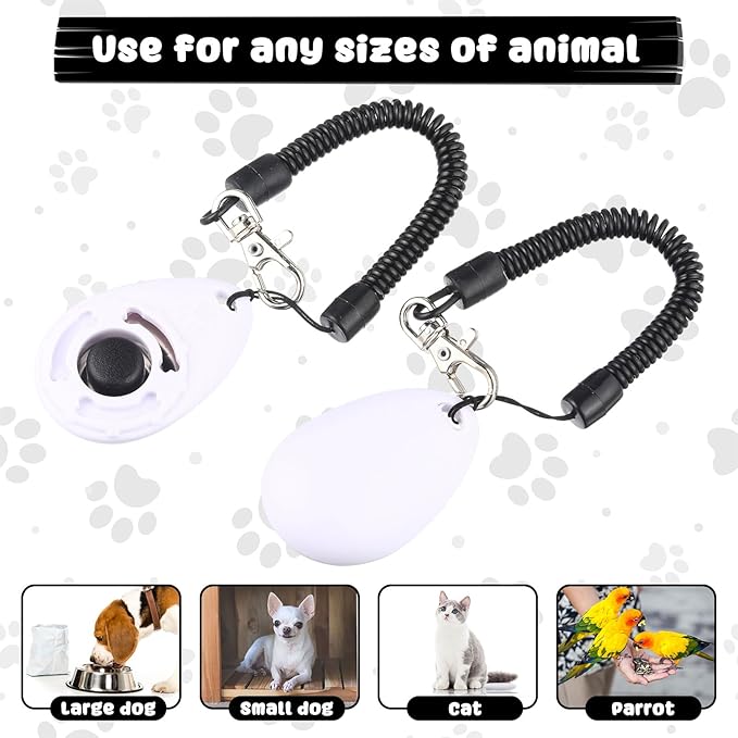 Frienda 18 Pieces Dog Training Clicker, Pet Behavioral Training Clickers with Wrist Strap for Dogs Cats Puppy Birds Horses (White)-PawvioPets