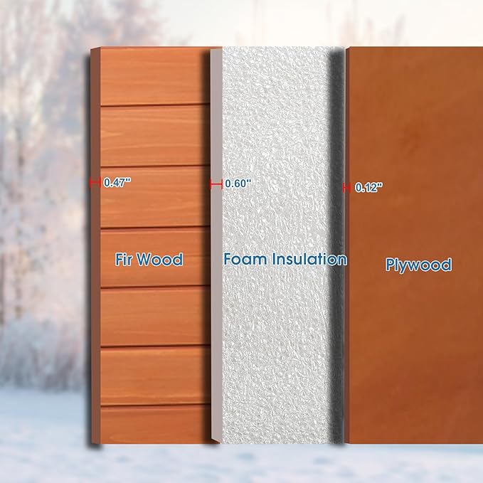 Dog House Outdoor Insulated 34.3" L Dog Kennel 6 Sides All-Round Foam Winter Weatherproof for Small Medium Dogs with Strong Metal Chew Proof Frame-PawvioPets