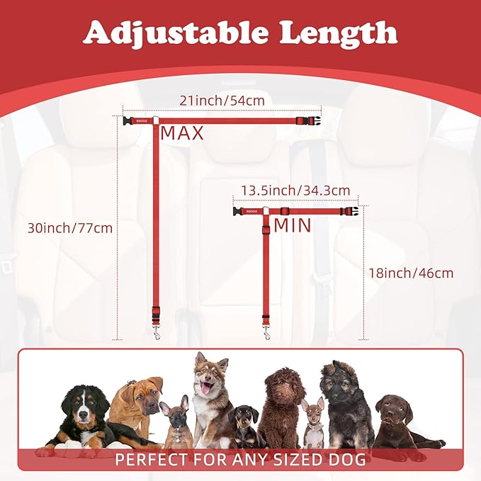 BWOGUE Pet Dog Cat Seat Belts, Car Headrest Restraint Adjustable Safety Leads Vehicle Seatbelt Harness (1 Pack)-PawvioPets