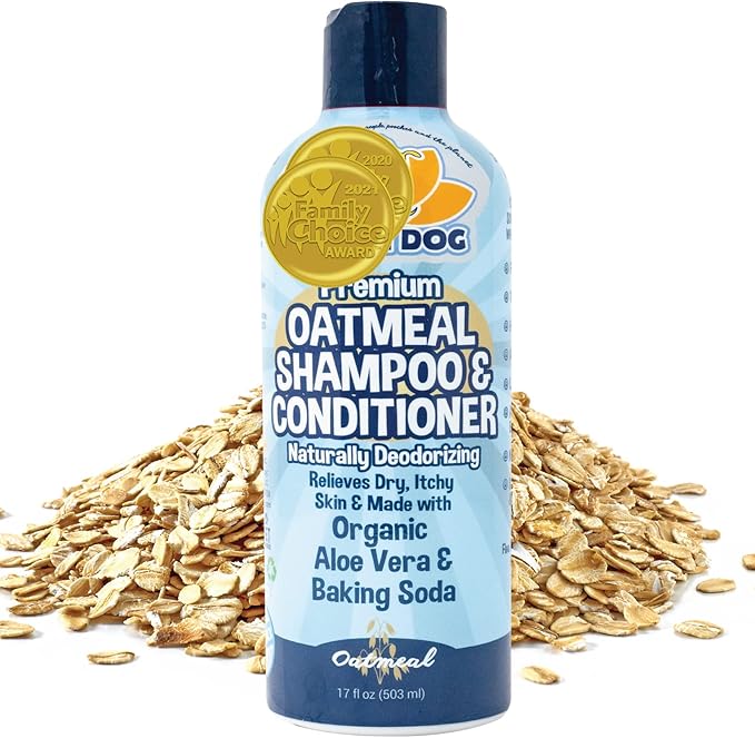 Bodhi Dog Grooming Bundle - Oatmeal Shampoo & Conditioner with Bath Brush - Pet Shower Supplies for Dogs and Cats - Gentle Care for Long, Short & Curly Hair, Safe and Effective, Made in USA-PawvioPets