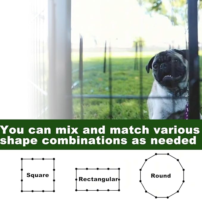 Dog Playpen,24 32 40 48 in(H) Pet Fence Outdoor for Rv Camping,Garden Fence Medium Animal Barrie for Yard,11Ft(L)-56Ft(L) Black Metal Temporary Fencing-PawvioPets