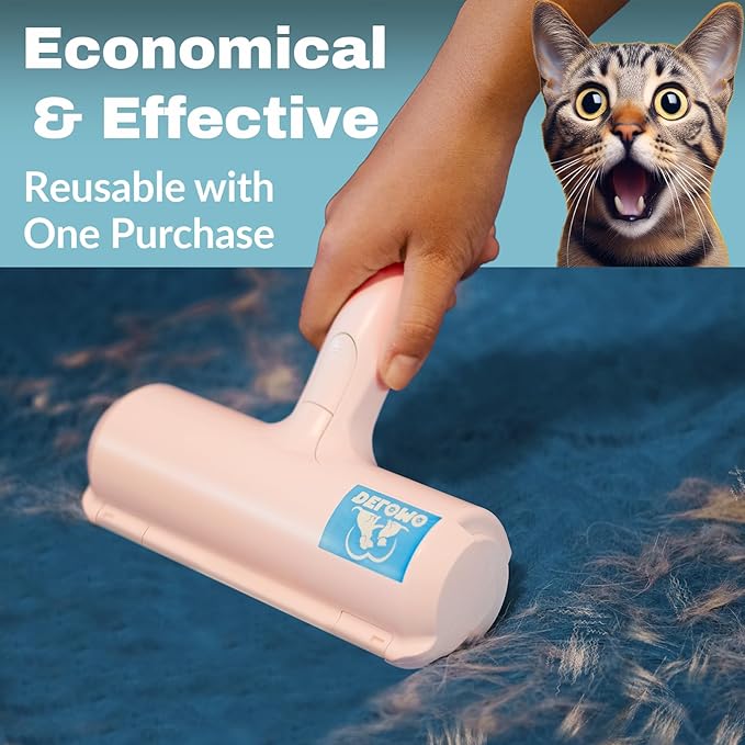 DELOMO Pet Hair Removal Tool, Pet Hair Remover - Lint Roller for Pet Hair - Cat and Dog Hair Remover for Couch, Furniture, Carpet, Car Seat, Reusable Lint Roller with Fur Bin, Pet Owner Essential-PawvioPets