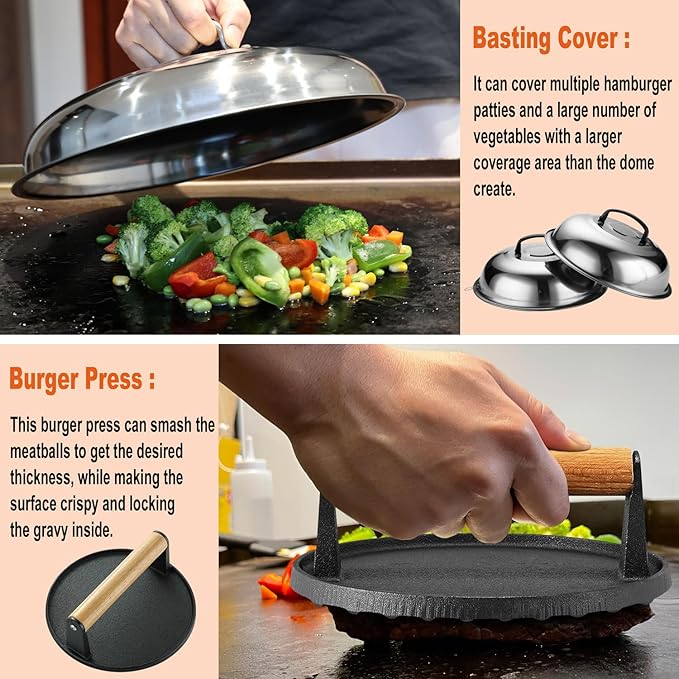 38PCS Griddle Accessories Kit, Professional Grill Tools Set for Outdoor Barbecue, Stainless Steel Griddle Spatula Set with Tongs, Smash Burger Press, Carry Bag, Perfect Grilling Gifts-PawvioPets