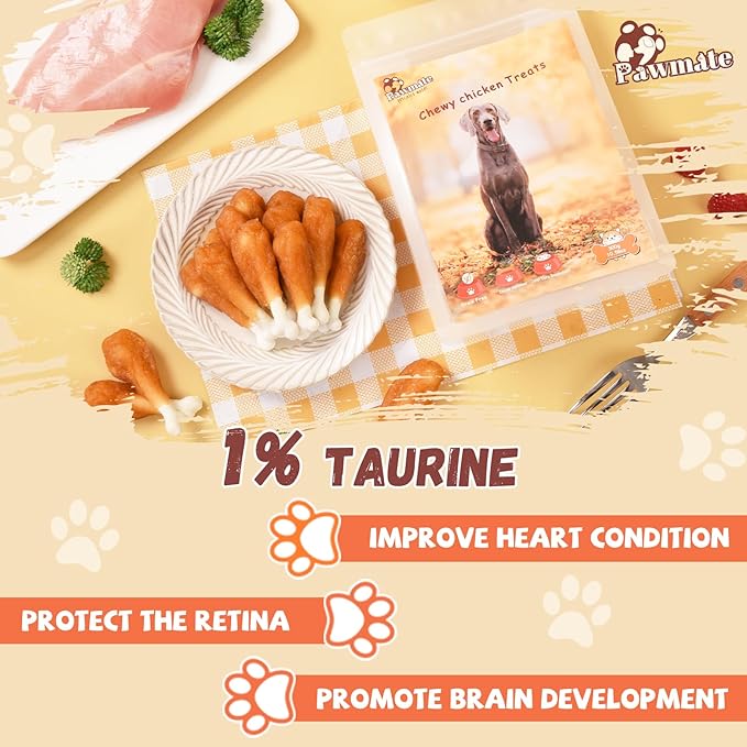 Dog Treats, Chicken Wrapped Calcium Bone Rawhide-Free Grain-Free Training Treats for Dogs Teeth Cleanning Breath Fresh Dog Chewy Snacks for Medium Large Dogs 10.6oz or 18-19 pcs-PawvioPets