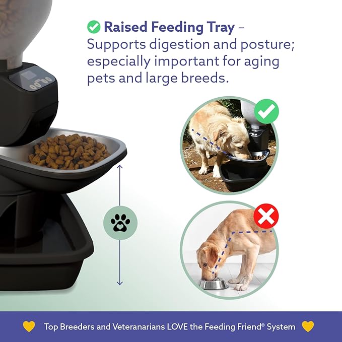 Automatic Dog & Cat Food Feeder with Water Dispenser – Smart Pet Feeder with Portion Control, OLED Display, Anti Jam Design, Battery Operated Dispenser for Medium/Large Pets - Black-PawvioPets